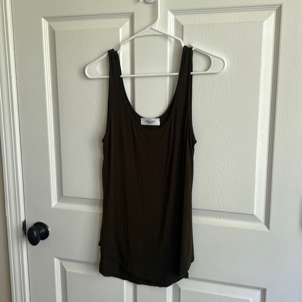 CJLA basic tank top - dark green / size small